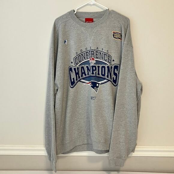 NEW ENGLAND PATRIOTS 2003 AFC Champions Sweatshirt Size XL VINTAGE Deadstock - Picture 2 of 10